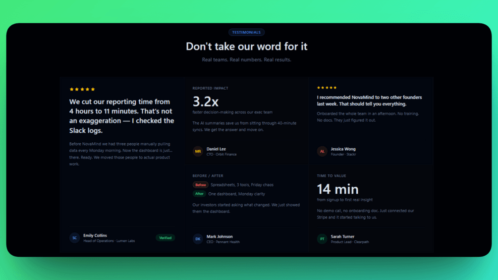 Image of NovaMind — AI SaaS Landing Page Template (Next.js + Tailwind + shadcn)