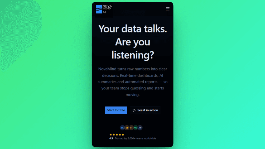 Image of NovaMind — AI SaaS Landing Page Template (Next.js + Tailwind + shadcn)