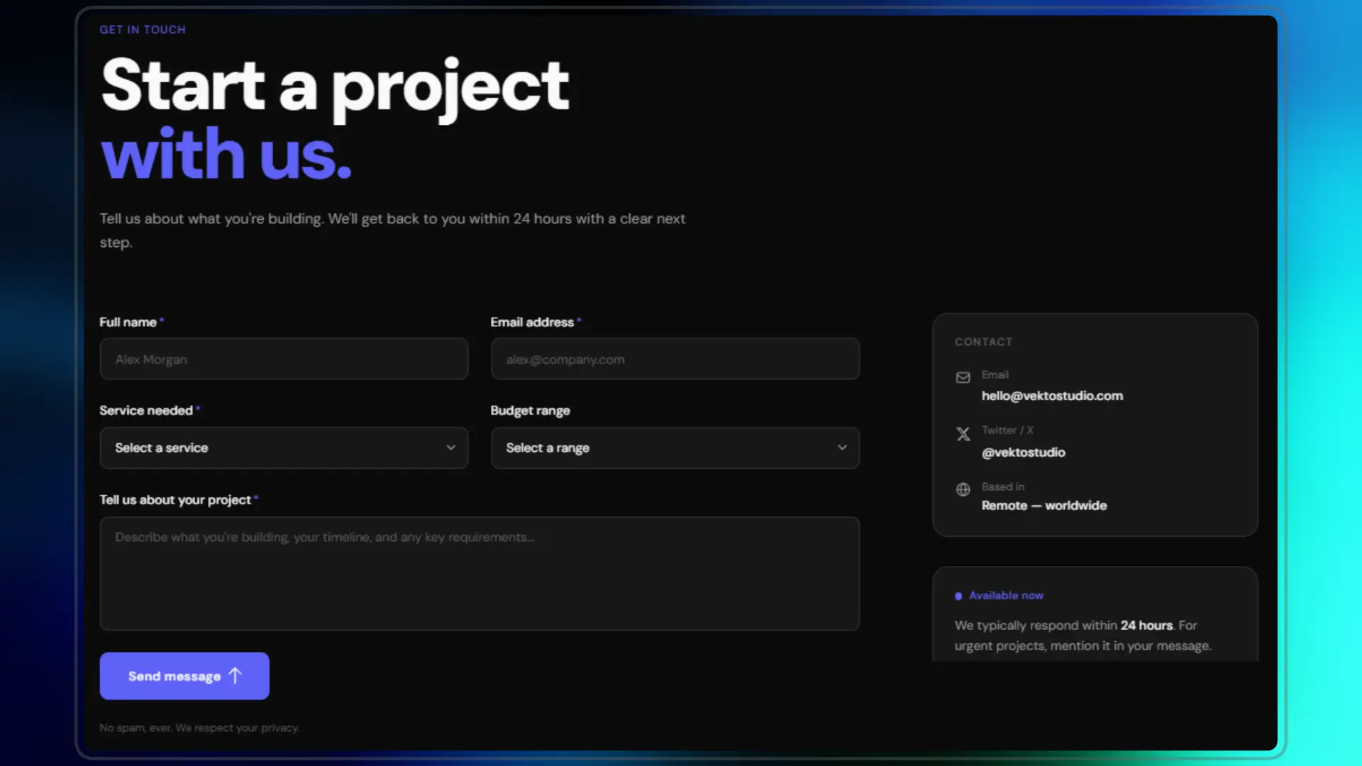 Image of Vekto Studio — Next.js Digital Agency Template